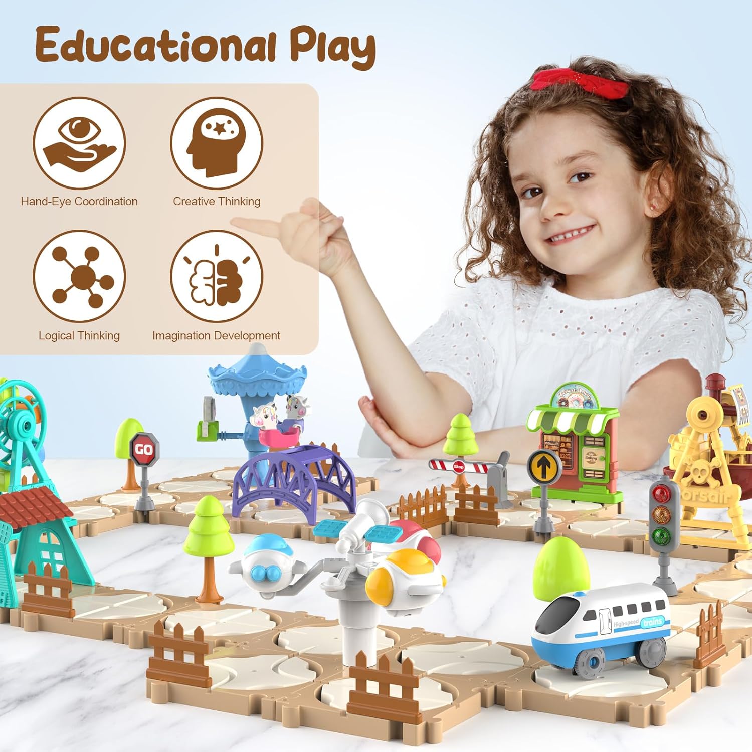 DIY 퍼즐 트랙 자동차 세트 조립 장면 레일 기차 학 - Board Game For Kids 리뷰 및 가격